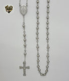 (4-6012) Stainless Steel - 6mm Rosary Necklace - 26".