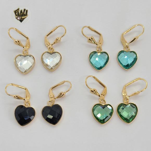 (1-1154) Gold Laminate - Heart Earrings - BGF - Fantasy World Jewelry
