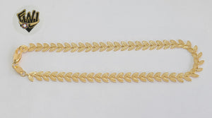 (1-0083) Gold Laminate - 6mm Leaf Link Anklet - 10" - BGF - Fantasy World Jewelry
