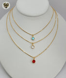 (1-6298-1) Gold Laminate - Zircon Multicolor Layering Necklace - BGF