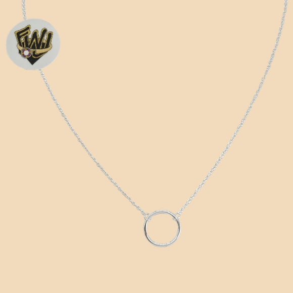 (2-66020) 925 Sterling Silver - 1mm Rolo Link Circle Necklace. - Fantasy World Jewelry