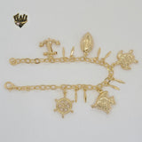 (1-0615-1) Gold Laminate - 4.5mm Rolo Link Charms Bracelet - 7.5" - BGF - Fantasy World Jewelry