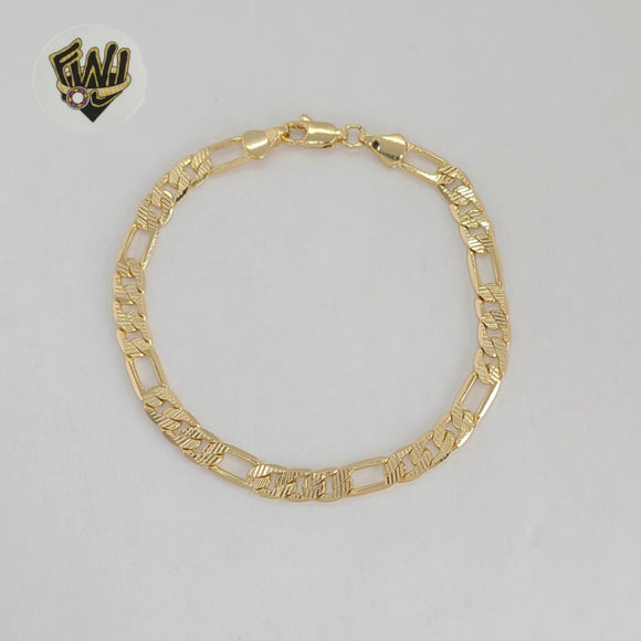 (1-60048) Gold Laminate - 5.5mm DC Figaro Link Men Bracelet - 8