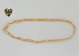 (1-0051) Gold Laminate - 4mm Alternative Triple Link Anklet - 10" - BGF