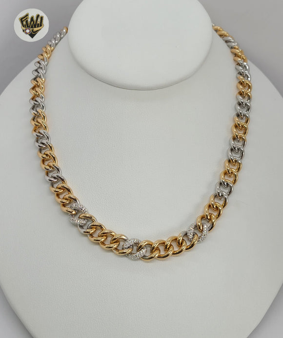 (1-6314) Gold Laminate - Two Tones Curb Necklace - BGO - Fantasy World Jewelry