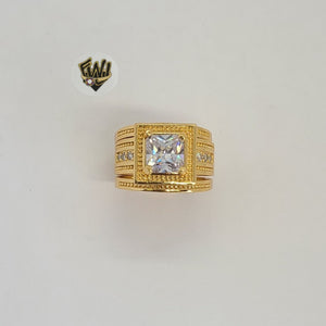 (1-3190) Gold Laminate - CZ Square Ring - BGO - Fantasy World Jewelry