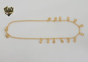 (1-0202) Gold Laminate - 2mm Rolo Link Heart Charms Anklet - 10” - BGF