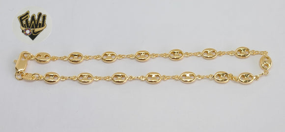 (1-0049) Gold Laminate- 5.5mm Puff Marine Anklet - 9.5