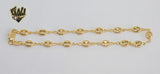 (1-0049) Gold Laminate- 5.5mm Puff Marine Anklet - 9.5" - BGF - Fantasy World Jewelry