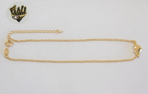 (1-0230) Gold Laminate - 2mm Rolo Anklet w/Heart - 10" - BGF - Fantasy World Jewelry