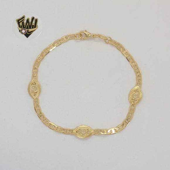 (1-0524) Laminado de oro - Pulsera Mariner Link Evil Eye de 3,5 mm - 7,5