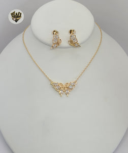 (1-6144) Gold Laminate - Zircon Butterfly Set - BGO - Fantasy World Jewelry