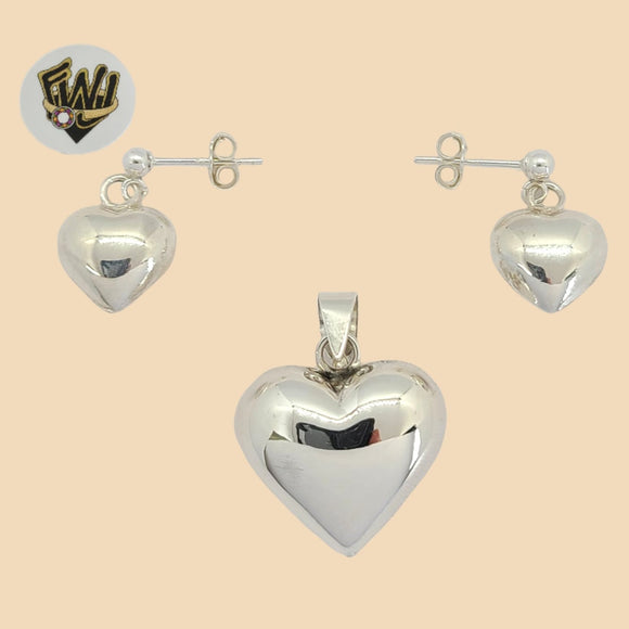 (2-6708) 925 Sterling Silver - Heart Set. - Fantasy World Jewelry