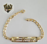 (1-0571) Gold Laminate Bracelet -Elonged CubanLink Bracelet w/Plate 7.5''-BGO - Fantasy World Jewelry