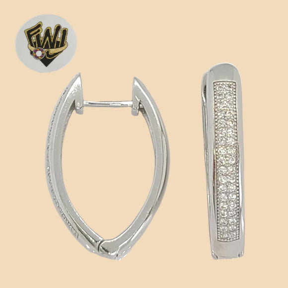 (2-4333) 925 Sterling Silver - Zircon Hoops. - Fantasy World Jewelry