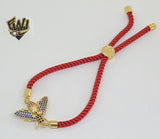 (1-60100) - Gold Plated Red String Bracelet (CZ Stone) - Fantasy World Jewelry