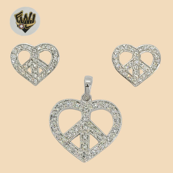 (2-6457) 925 Sterling Silver - Zircon Heart Set. - Fantasy World Jewelry