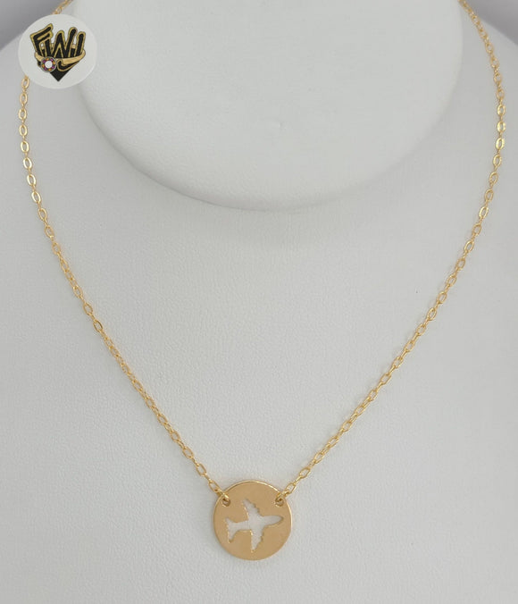 (1-6059) Gold Laminate - Plane Necklace - BGF - Fantasy World Jewelry