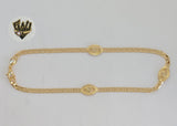 (1-0106) Gold Laminate - 3mm Mariner Link Evil Eye Anklet - 10” - BGF