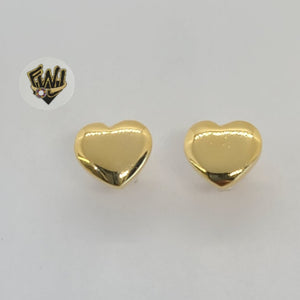 (1-1129) Gold Laminate - Heart Earrings - BGO - Fantasy World Jewelry