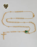 (1-3362-1) Gold Laminate - 3.5mm Saint Jude Thaddeus Rosary Necklace - 24" - BGO.