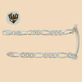 (2-0495) 925 Sterling Silver - 7mm Figaro Link Plate Bracelet - 9" - Fantasy World Jewelry