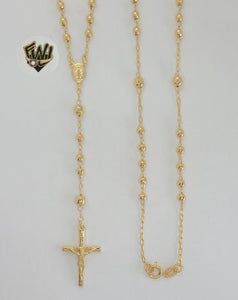 (1-3339-1) Laminado de oro - Collar del Rosario de la Virgen Milagrosa de 3 mm - 24" - BGF.
