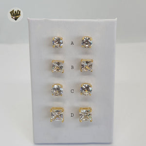 (1-1083) Gold Laminate - Zircon Stud Earrings - BGO - Fantasy World Jewelry
