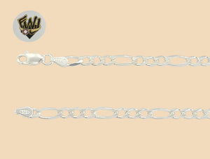 (2-0103) 925 Sterling Silver - 4mm Figaro Anklet - 10" - Fantasy World Jewelry