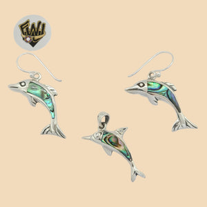 (2-6741) 925 Sterling Silver - Dolphin Set. - Fantasy World Jewelry
