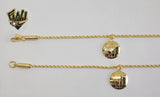 (1-0582) Gold Laminate Bracelet- 2mm Rope Link Bracelet w/Charm - 7'' - BGO - Fantasy World Jewelry
