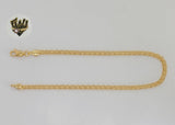 (1-0045) Gold Laminate - 3.6mm Bismark Link Anklet - 10" - BGF