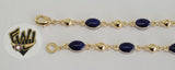 (1-60095) Gold Laminate -10mm Alternative Link Bracelet w/Beads- 8" - BGO - Fantasy World Jewelry