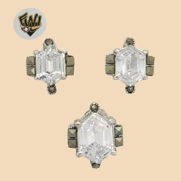 (2-6887) 925 Sterling Silver - Zircon Set. - Fantasy World Jewelry