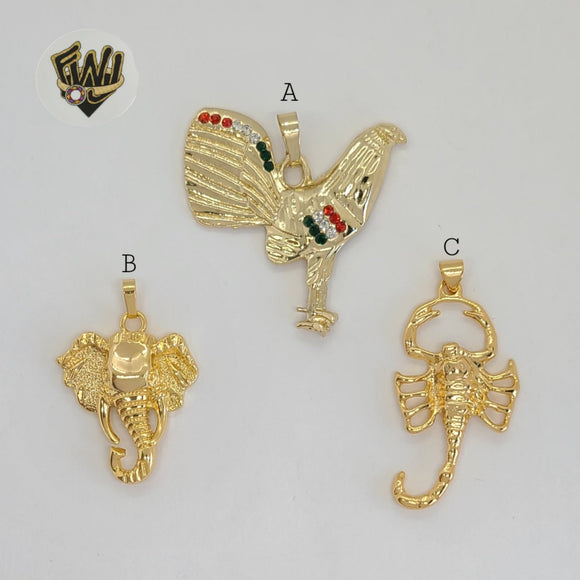 (1-2237) Gold Laminate - Animal Pendants - BGO