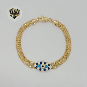 (1-0684) Gold Laminate Bracelet - 6mm Evil Eye Bracelet - 7" - BGF - Fantasy World Jewelry