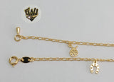 (1-0170) Gold Laminate - 2mm Link Anklet with Charms - 10" - BGF - Fantasy World Jewelry