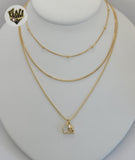 (1-6332) Gold Laminate - Charms Layering Elephants Necklace - BGF