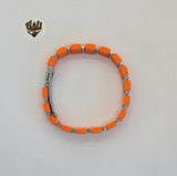 (4-5022) Stainless Steel - 10mm Orange Bracelet. - Fantasy World Jewelry