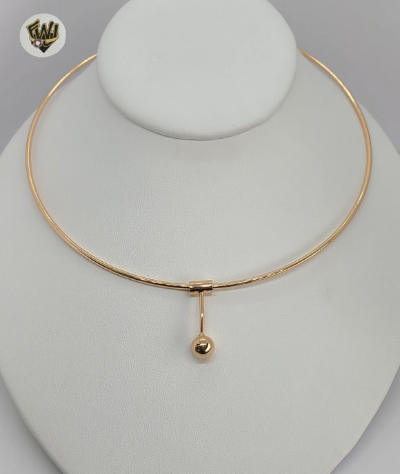 (1-6316) Gold Laminate - Rigid Ball Necklace - BGO - Fantasy World Jewelry