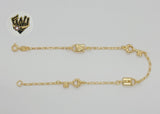 (1-0179) Gold Laminate - 2mm Figaro Link Keys Anklet - BGF - Fantasy World Jewelry