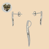 (2-6345) 925 Sterling Silver - Leaf Zircon Set. - Fantasy World Jewelry
