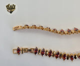 (1-60081) Gold Laminate - 9mm Colorful Zircon Bracelet - 7" - BGO - Fantasy World Jewelry