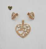 (4-9012) Stainless Steel - Heart with Pearls Set. - Fantasy World Jewelry