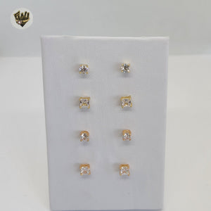 (1-1080) Gold Laminate - Zircon Stud Earrings - BGO - Fantasy World Jewelry