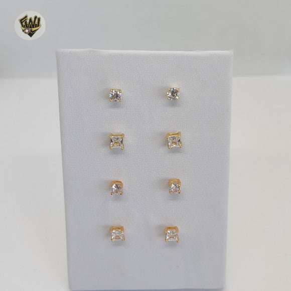 (1-1080) Gold Laminate - Zircon Stud Earrings - BGO - Fantasy World Jewelry