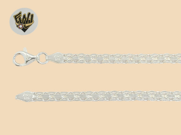 (2-0129) 925 Sterling Silver - 4mm Bismark Link Anklet - 10