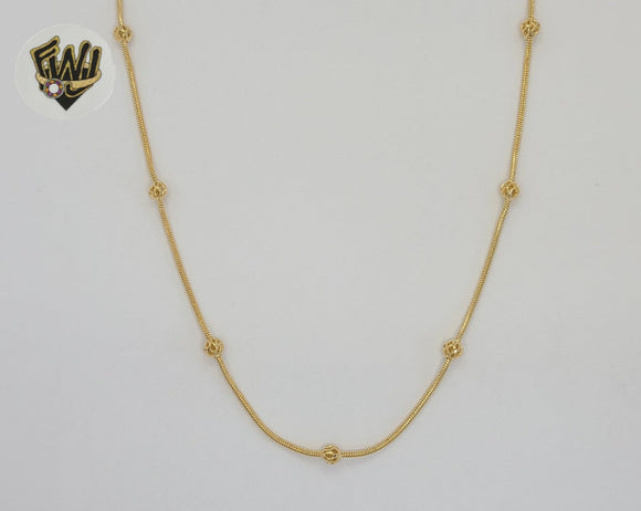 (1-1529) Laminado de oro - Cadena de eslabones con bolas de serpiente de 4 mm - BGO