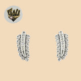 (2-3073) 925 Sterling Silver - Zircon Leaf Earrings. - Fantasy World Jewelry