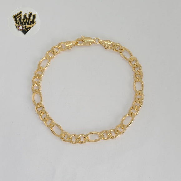 (1-60055) Gold Laminate - 6.5mm Figaro Link Men Bracelet - 8